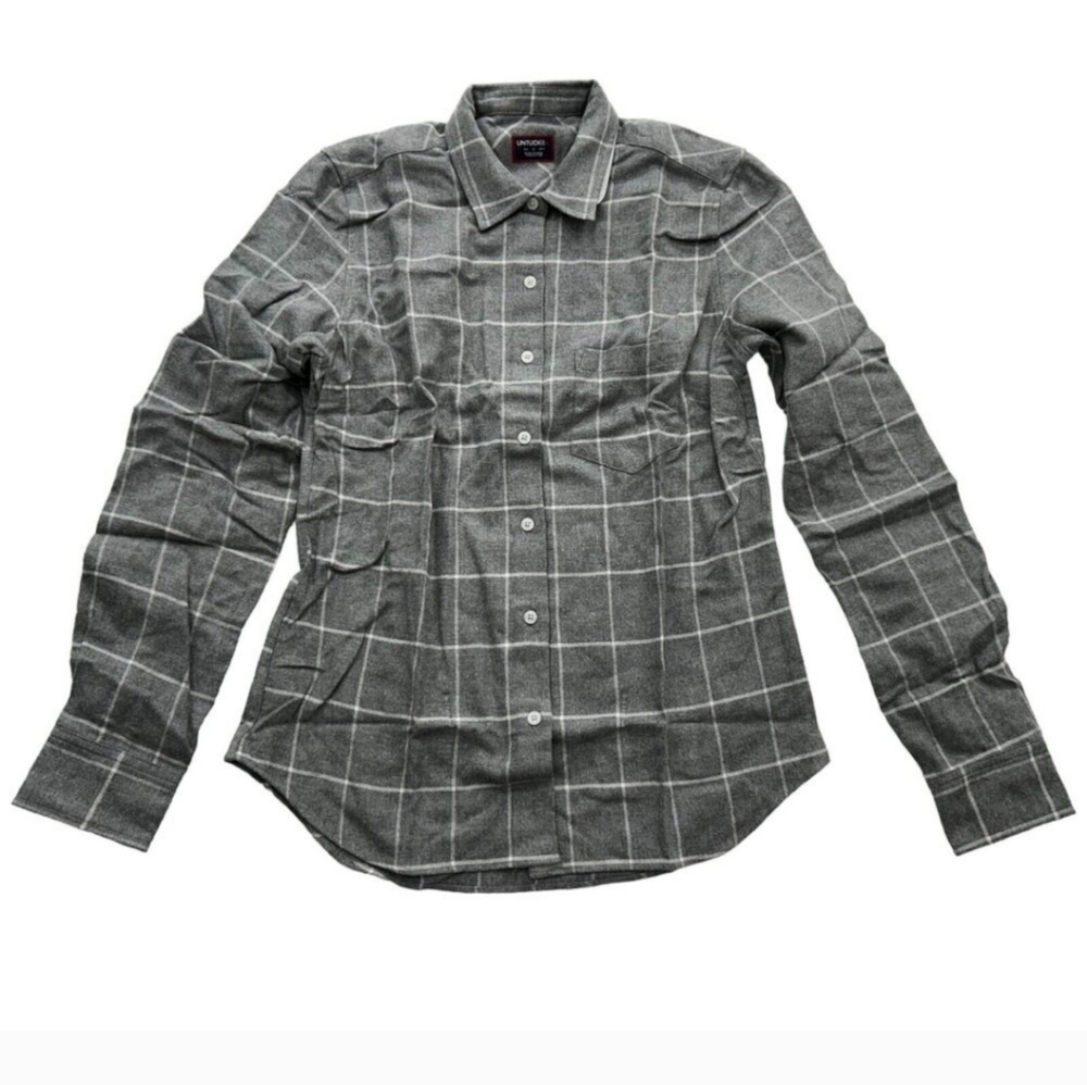 NWT Untuckit Womens sz 4 Gray plaid Long Sleeve shirt blouse